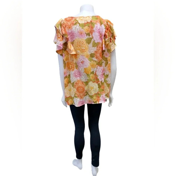 Sunny Leigh NWT Short Flutter Sleeve Floral Blouse Size 2X - Picture 4 of 9
